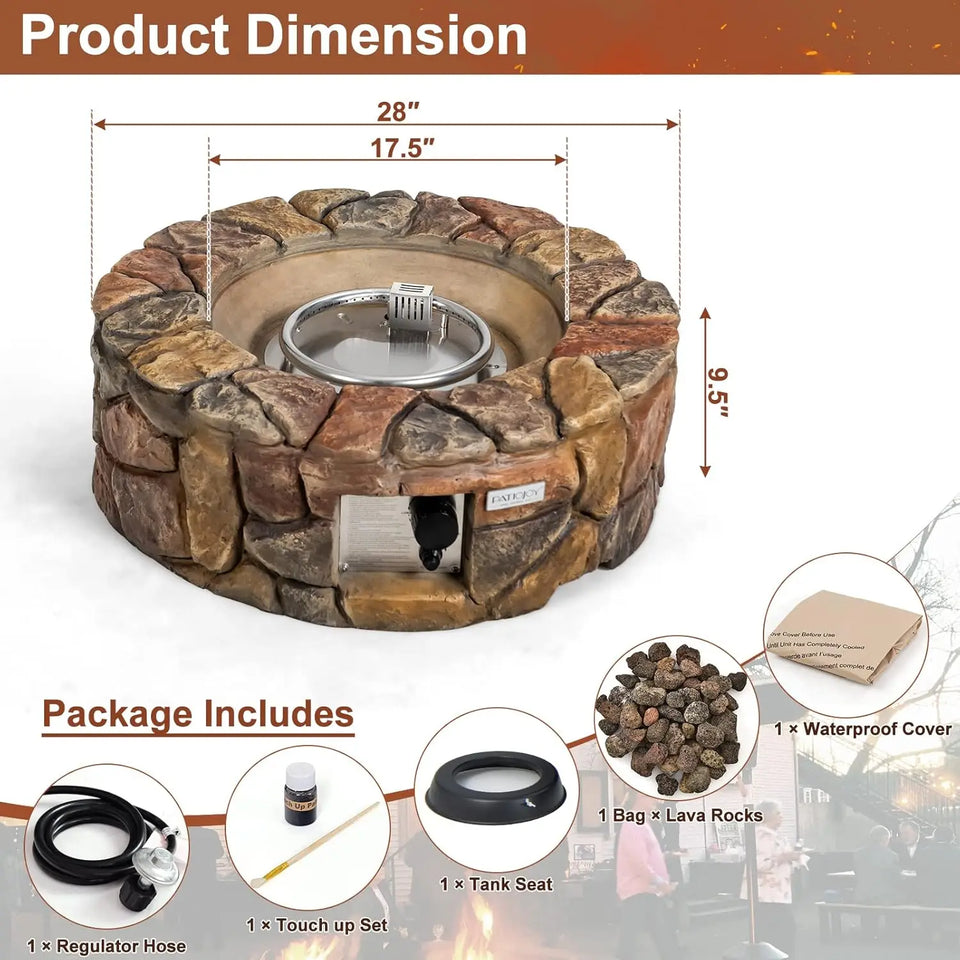 28 Inch Round Propane Gas Fire Pit