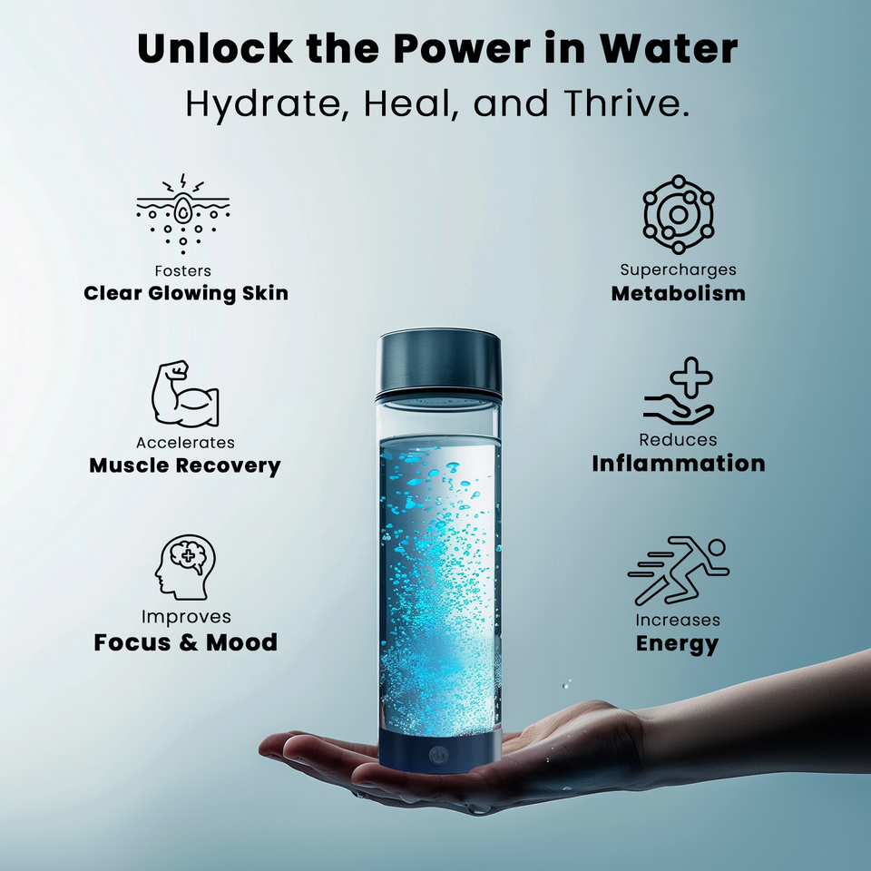 HydroGen 3-Min Hydrogen Water Bottle – Portable SPE PEM Technology